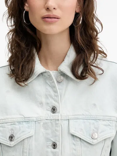 Hugo Boss Embroidered Denim Jacket In Blue