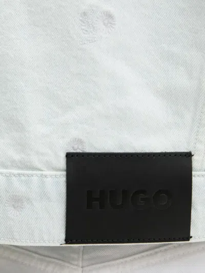 Hugo Boss Embroidered Denim Jacket In Blue