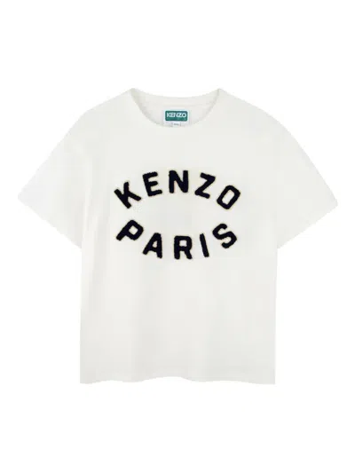 Kenzo Embroidered Logo Unisex Cotton T-shirt In White