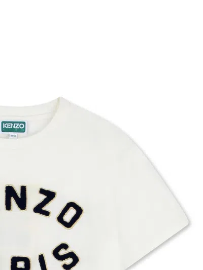 Kenzo Embroidered Logo Unisex Cotton T-shirt In White