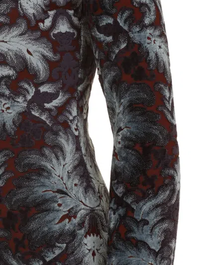 Etro Floral-pattern Mock-neck Midi Dress In Blue