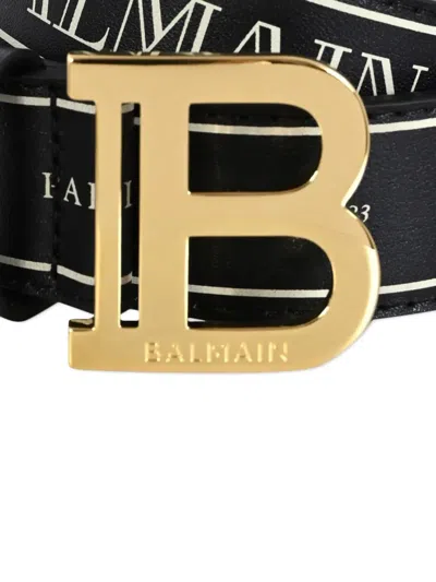 Balmain Logo-buckle Leather Belt In Black