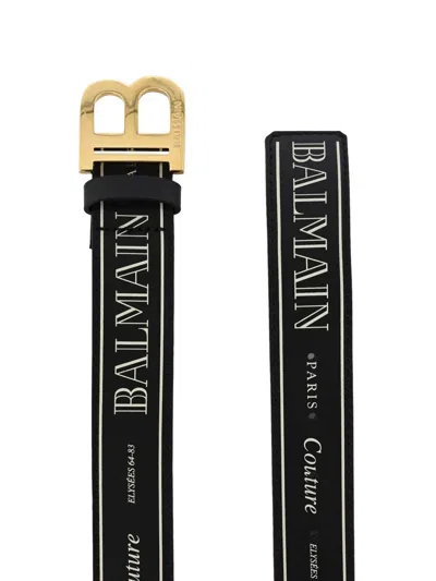 Balmain Logo-buckle Leather Belt In Black