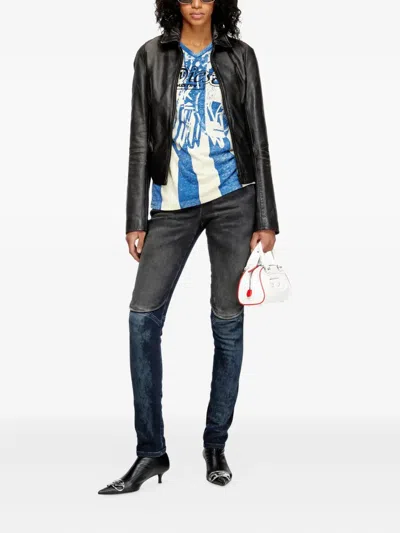 Diesel Collared Fitted Jacket Front Pockets In Black