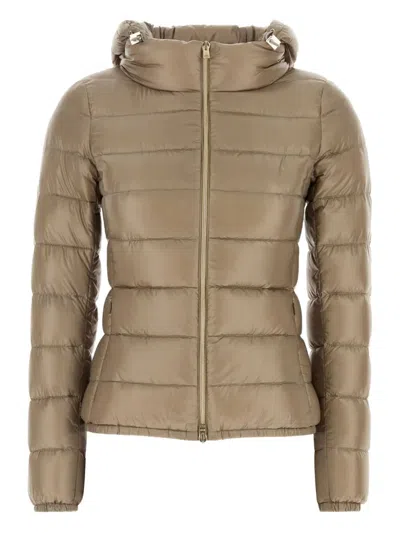 Herno Hooded Padded Quilted Down Jacket In Brown