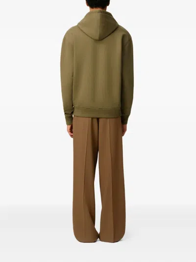 Ami Alexandre Mattiussi Cotton Contrast Ami De Coeur Hoodie In Green