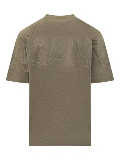 Ferragamo Logo-detail Cotton T-shirt In Brown