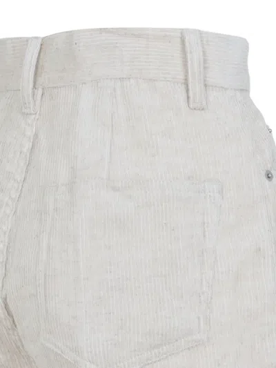Rick Owens High-waisted Flared Pants With Textured Cotton-linen Blend In White