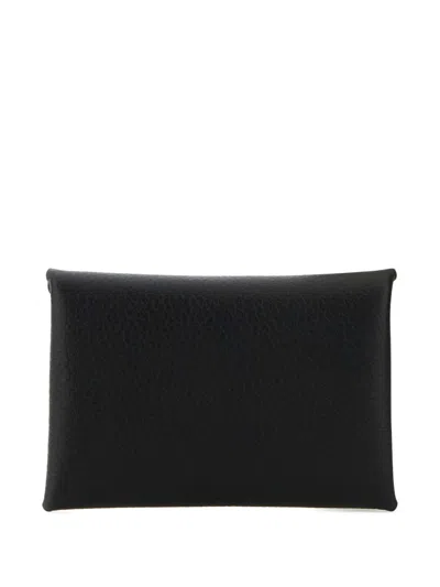 Jil Sander Coin Purse In Leather With Textured Finish In Black