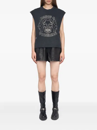 Zadig & Voltaire Cloe Skull Strass Tank Top In Black