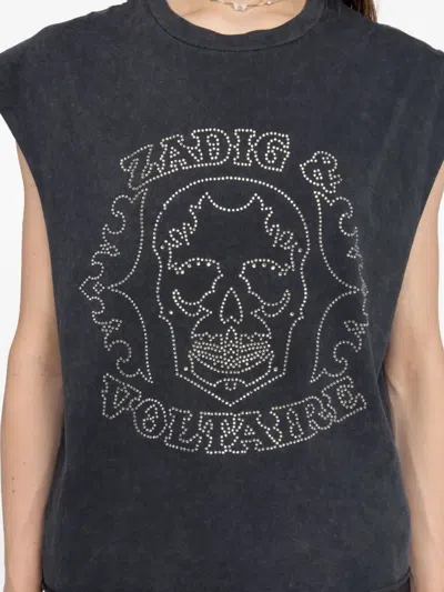 Zadig & Voltaire Cloe Skull Strass Tank Top In Black