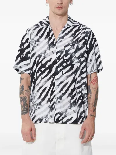 Aries Zebra-print Short-sleeve Shirt In White