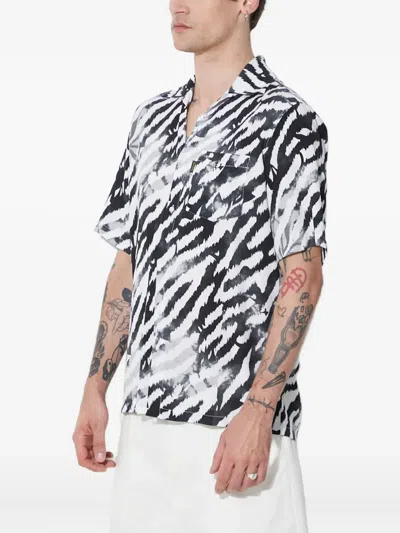 Aries Zebra-print Short-sleeve Shirt In White
