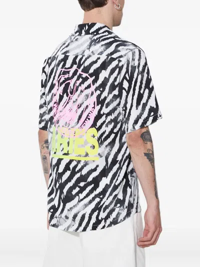 Aries Zebra-print Short-sleeve Shirt In White