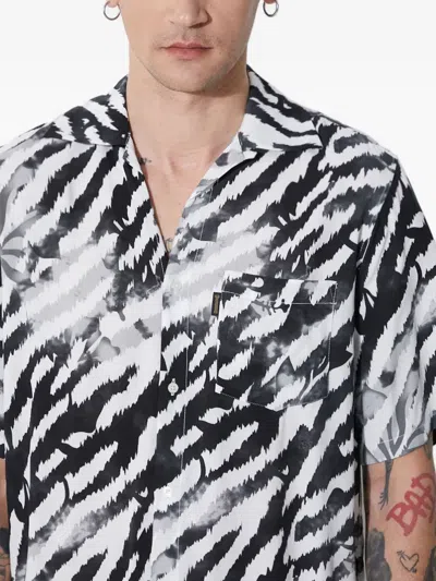 Aries Zebra-print Short-sleeve Shirt In White