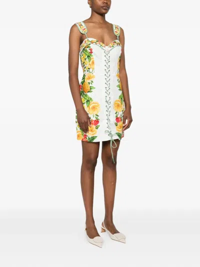 Farm Rio Off-white Picnic Flowers Lenzing Ecovero Euroflax Mini Dress