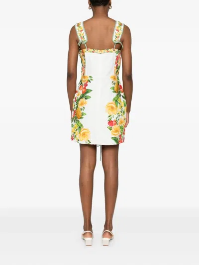 Farm Rio Off-white Picnic Flowers Lenzing Ecovero Euroflax Mini Dress