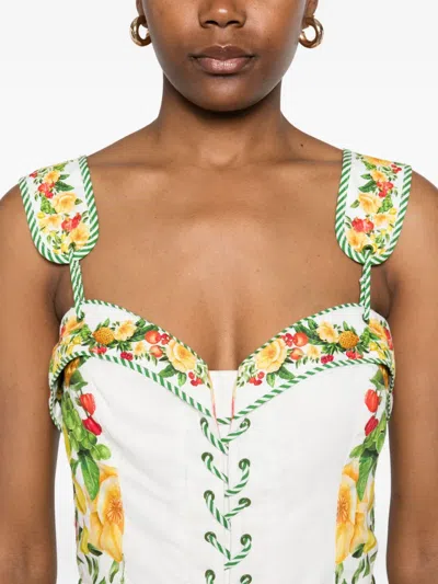 Farm Rio Off-white Picnic Flowers Lenzing Ecovero Euroflax Mini Dress