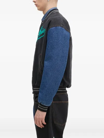 Aries Men S Varsity Denim Jacket Black In Blue