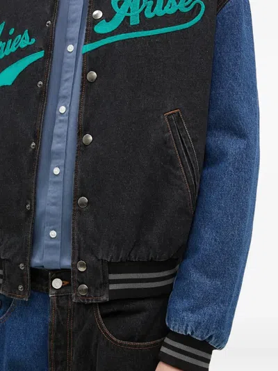 Aries Men S Varsity Denim Jacket Black In Blue