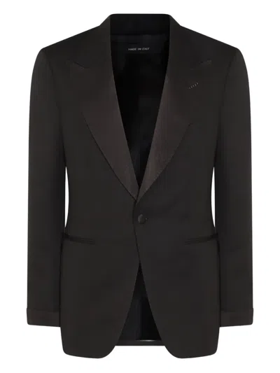 Tom Ford Satin-lapels Suit In Black