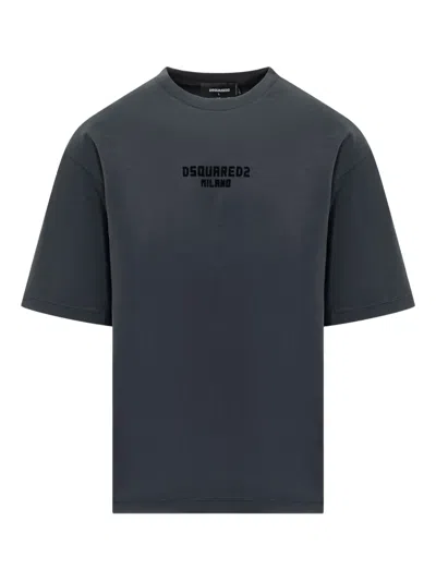 Dsquared2 Logo-embroidered Crewneck T-shirt In Blue