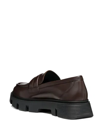 Geox Vilde Penny-strap Platform Loafers In Burgundy
