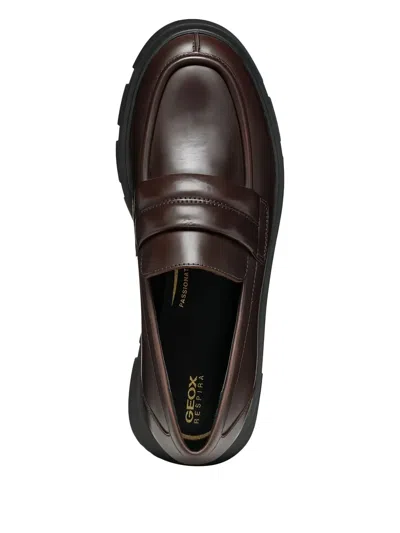 Geox Vilde Penny-strap Platform Loafers In Burgundy