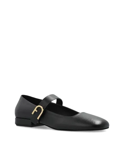 Furla Buckle-strap Ballets Shoes In Black