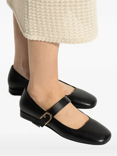 Furla Buckle-strap Ballets Shoes In Black