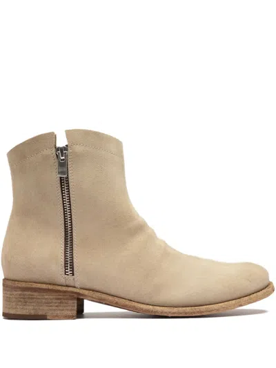 Officine Creative Oliver Sigaro Zip-detail Suede Ankle Boots In Neutral