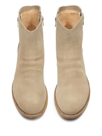 Officine Creative Oliver Sigaro Zip-detail Suede Ankle Boots In Neutral