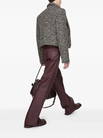 Acne Studios Drawstring Leather Trousers In Brown