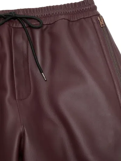 Acne Studios Drawstring Leather Trousers In Brown
