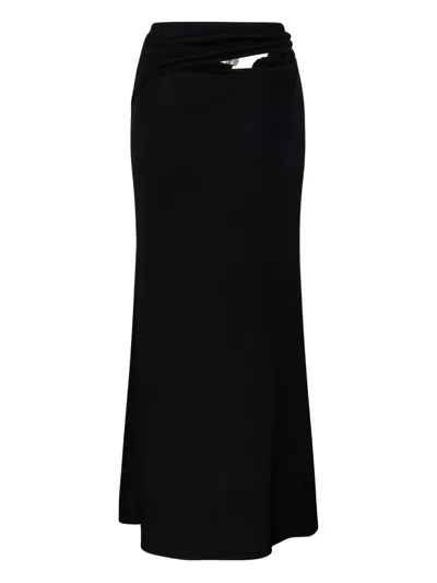 Christopher Esber Ruched High Waist Ankle Length Skirt With Buckle Detail In Black