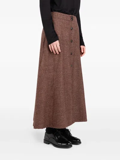 Société Anonyme Alex Tweed Midi Skirt In Brown