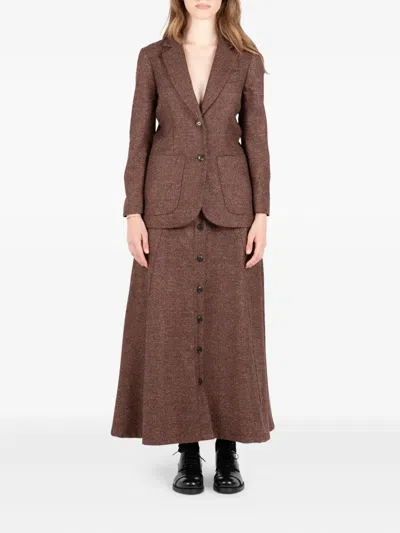 Société Anonyme Alex Tweed Midi Skirt In Brown
