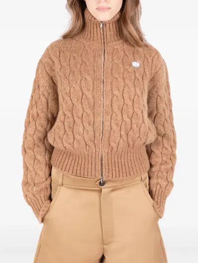 Société Anonyme Bia Cable-knit Zip-up Cardigan In Brown
