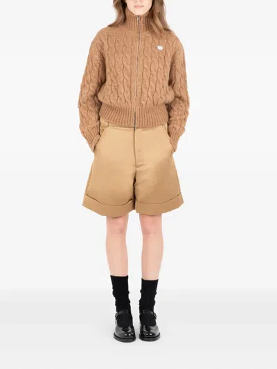 Société Anonyme Bia Cable-knit Zip-up Cardigan In Brown