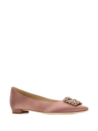 Manolo Blahnik Hangisiflat Crystal-embellished Pumps In Pink