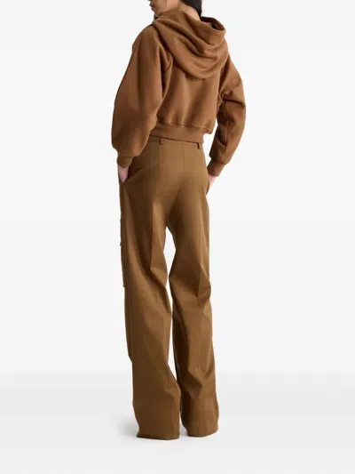 Patou Logo-embroidered Hoodie In Brown