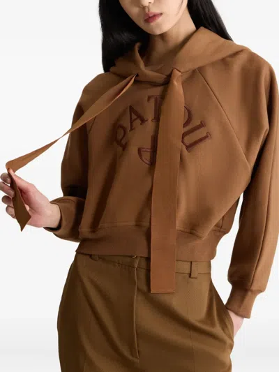 Patou Logo-embroidered Hoodie In Brown