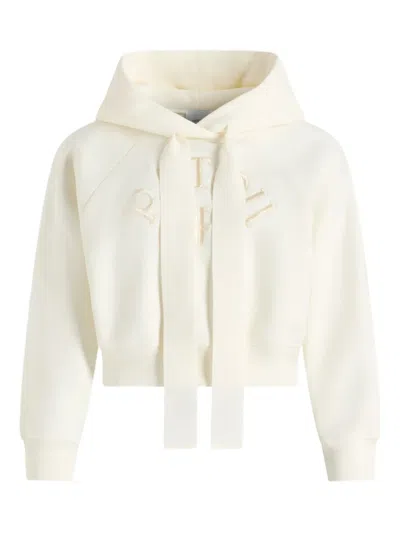 Patou Cropped Hoodie With Embossed Logo And Drawstring Hood In White