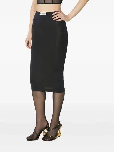 Fiorucci Logo-tag Midi Skirt In Black
