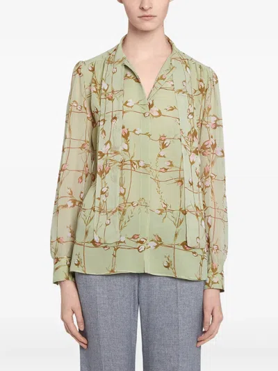 Giambattista Valli Floral-print Blouse In Green