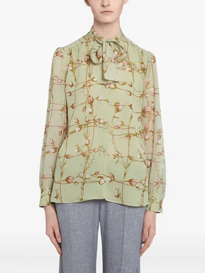 Giambattista Valli Floral-print Blouse In Green