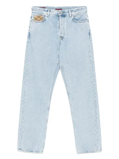Gucci Washed Denim Pant With Gg Insert