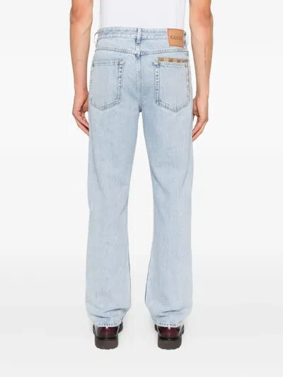 Gucci Washed Denim Pant With Gg Insert