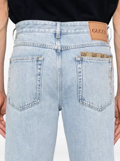 Gucci Washed Denim Pant With Gg Insert