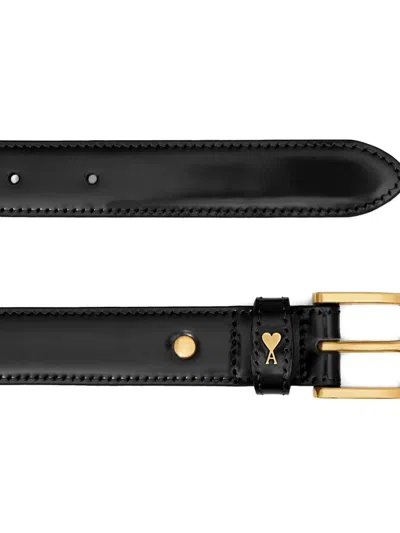 Ami Alexandre Mattiussi Logo-stud Belt In Black
